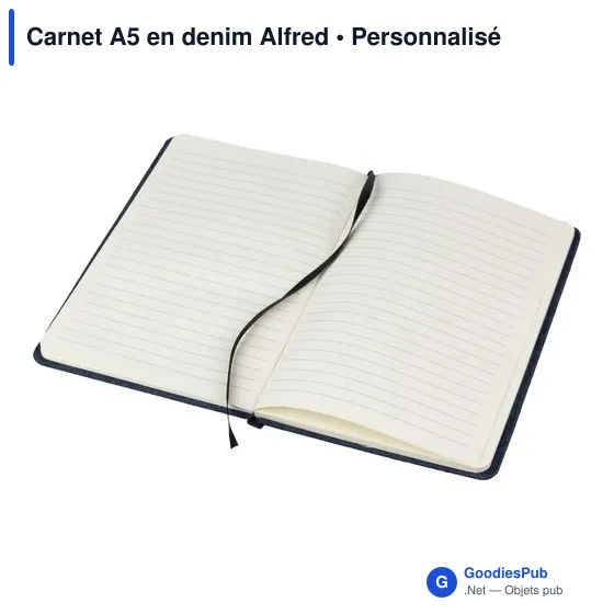 Carnet A5 en denim personnalisable avec logo - Alfred - Image 4