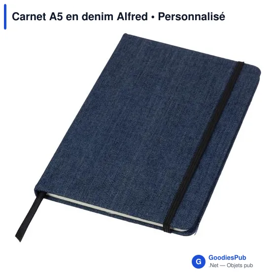 Carnet A5 en denim personnalisable avec logo - Alfred - Image 5