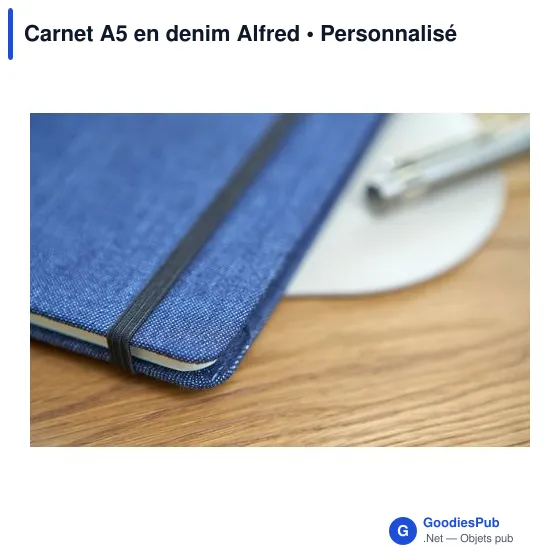 Carnet A5 en denim personnalisable avec logo - Alfred - Image 7