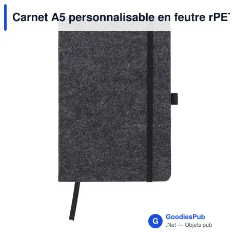 Carnet A5 personnalisable en feutre rPET avec logo - Harper