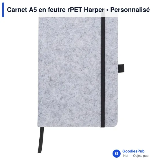 Carnet A5 personnalisable en feutre rPET avec logo - Harper - Image 5