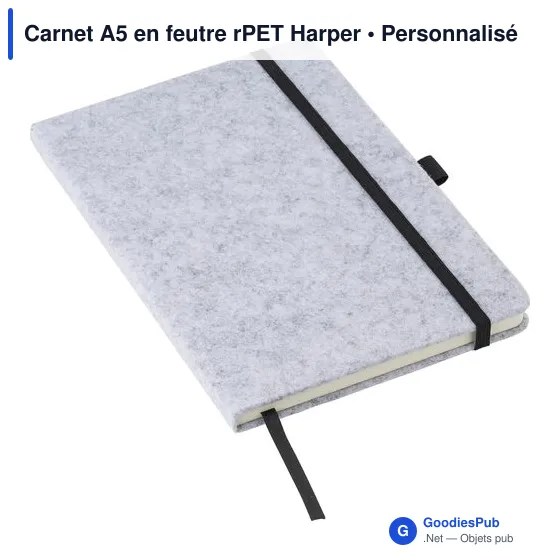 Carnet A5 personnalisable en feutre rPET avec logo - Harper - Image 8