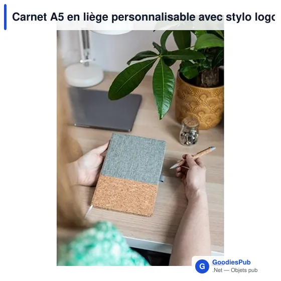 Carnet A5 en liège personnalisable avec stylo logo Layla - Image 11
