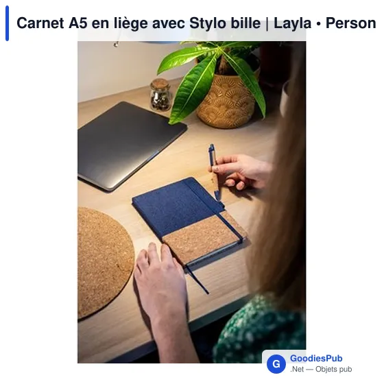 Carnet A5 en liège personnalisable avec stylo logo Layla - Image 12