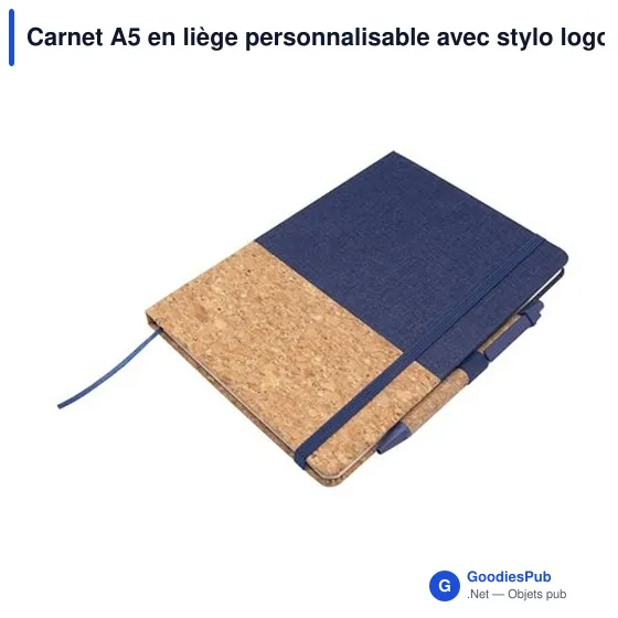 Carnet A5 en liège personnalisable avec stylo logo Layla - Image 3