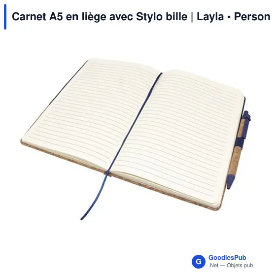 Carnet A5 en liège personnalisable avec stylo logo Layla - Image 4