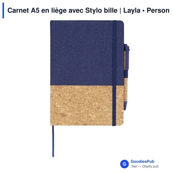 Carnet A5 en liège personnalisable avec stylo logo Layla - Image 6