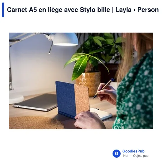 Carnet A5 en liège personnalisable avec stylo logo Layla - Image 10