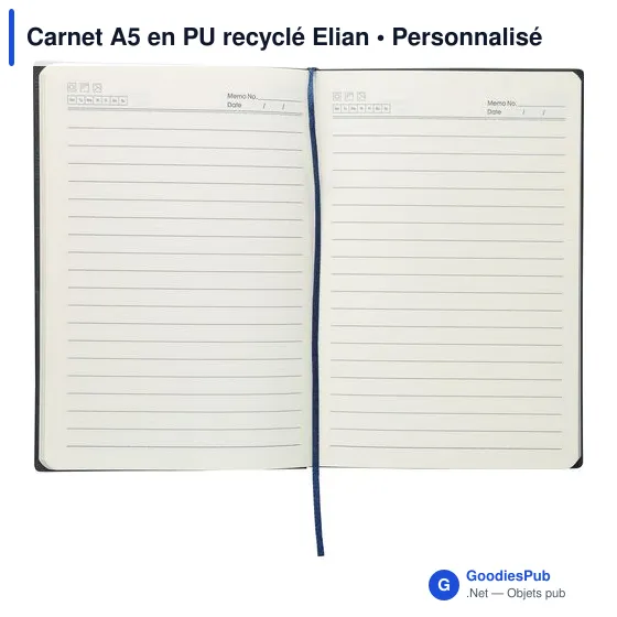 Carnet A5 en PU recyclé Elian - Image 4