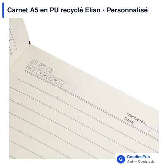 Carnet A5 en PU recyclé Elian - Image 7