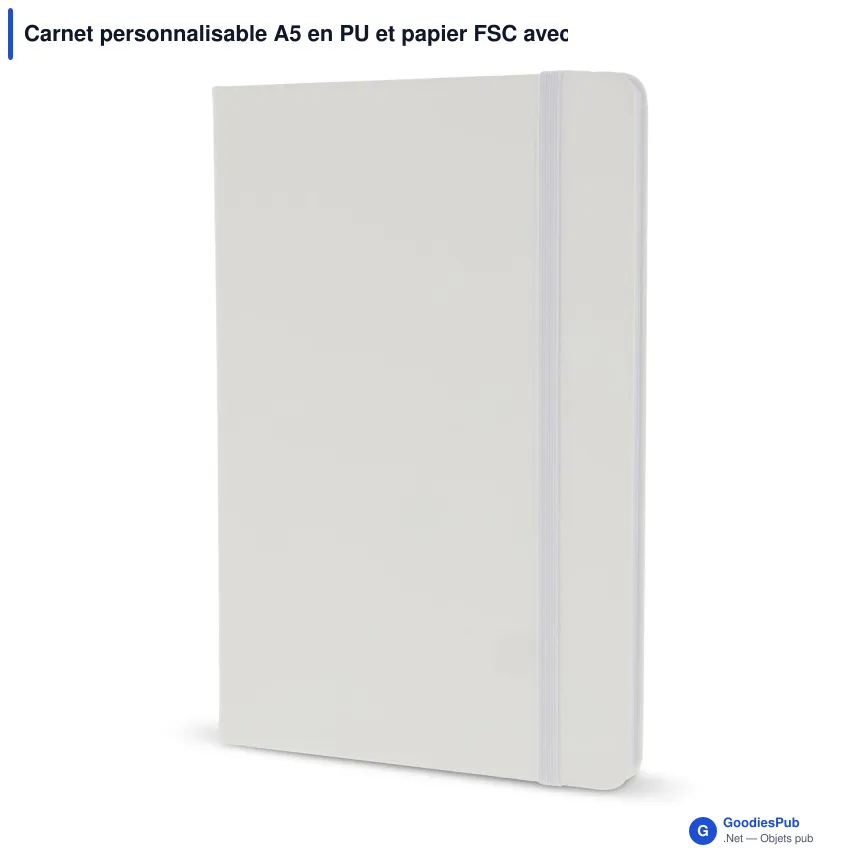 Carnet personnalisable A5 en PU et papier FSC avec logo - 12 coloris - Image 2