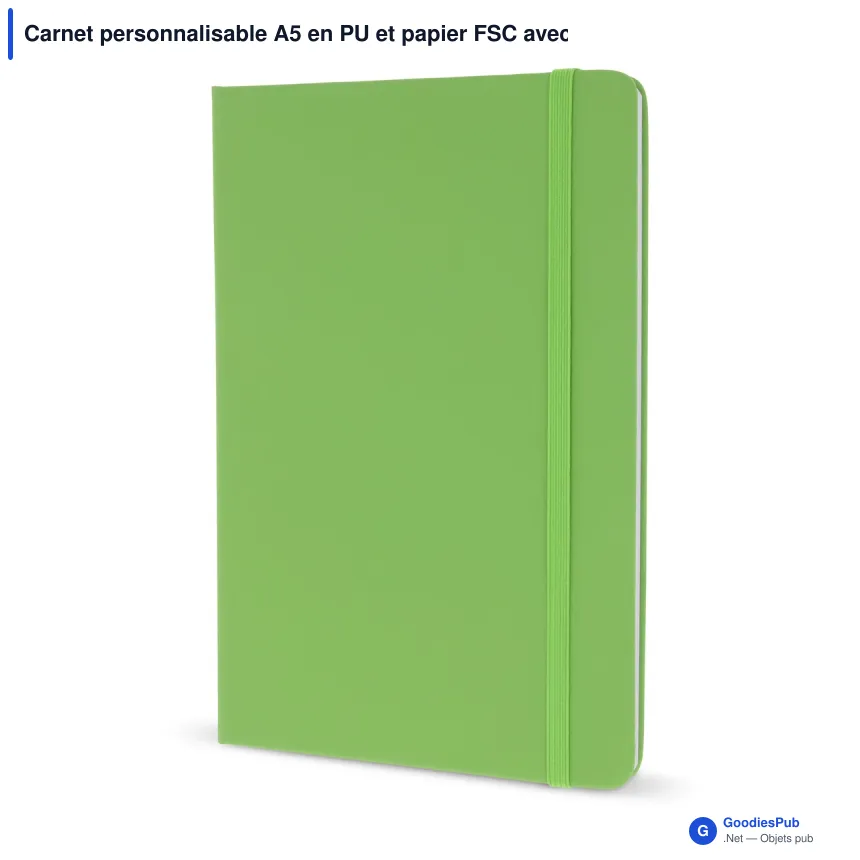 Carnet personnalisable A5 en PU et papier FSC avec logo - 12 coloris - Image 11