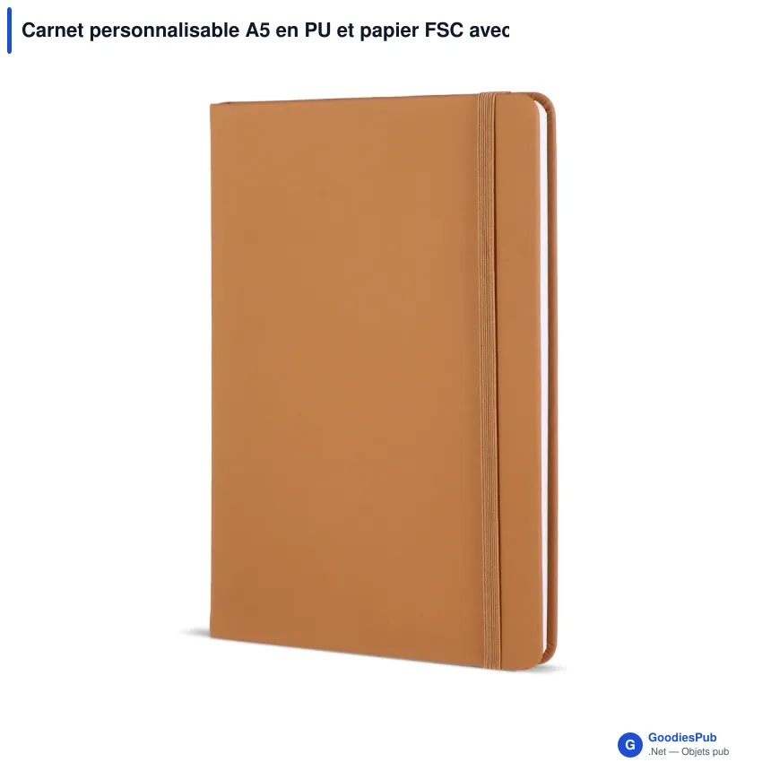 Carnet personnalisable A5 en PU et papier FSC avec logo - 12 coloris - Image 12
