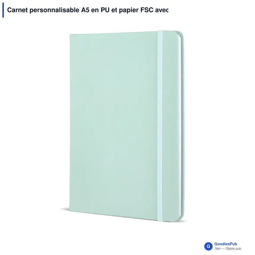 Carnet personnalisable A5 en PU et papier FSC avec logo - 12 coloris - Image 3