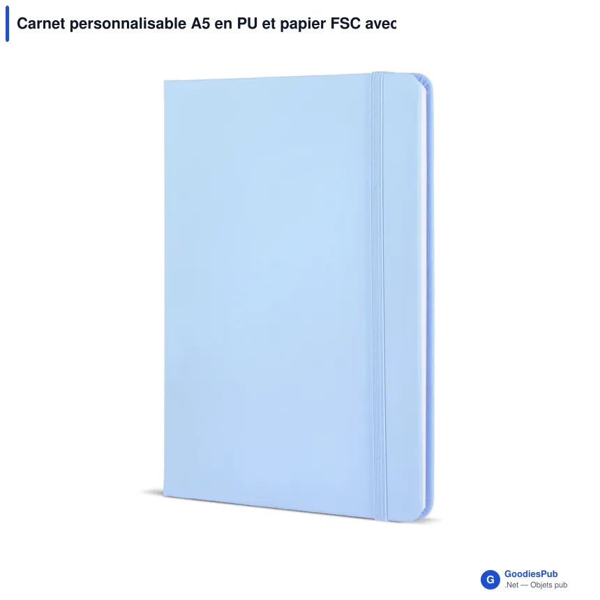 Carnet personnalisable A5 en PU et papier FSC avec logo - 12 coloris - Image 4