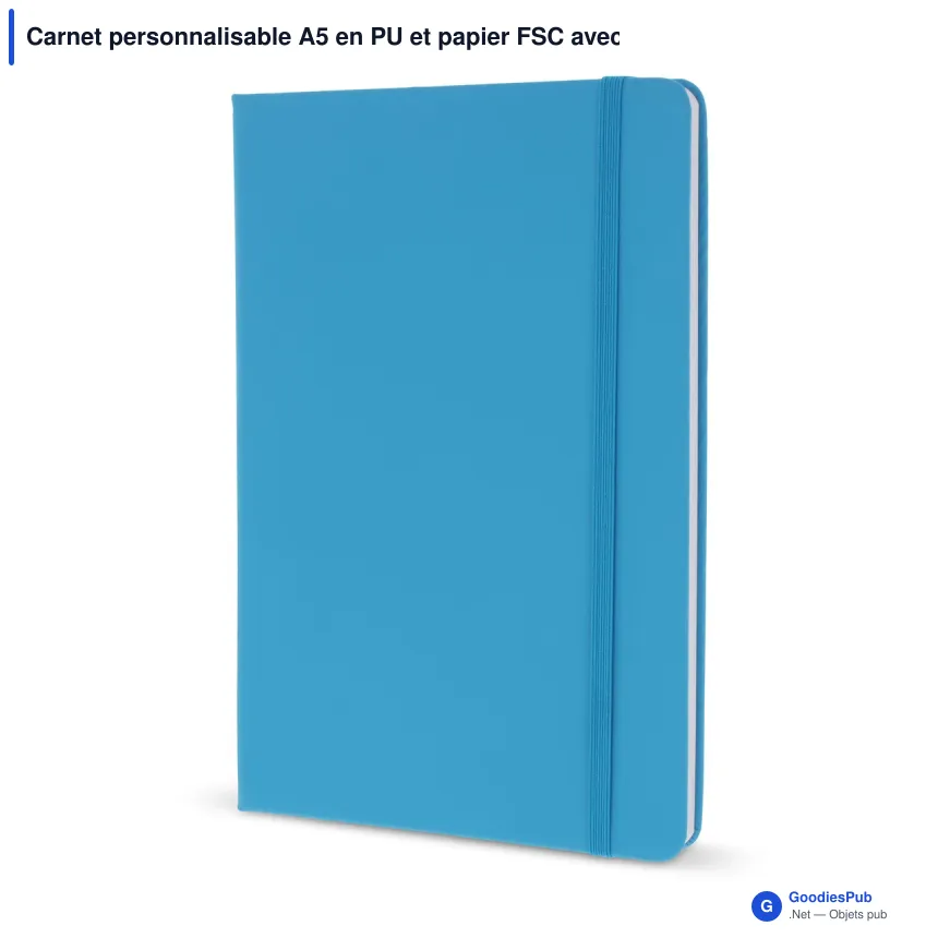 Carnet personnalisable A5 en PU et papier FSC avec logo - 12 coloris - Image 5