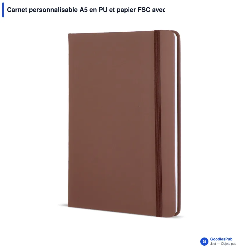 Carnet personnalisable A5 en PU et papier FSC avec logo - 12 coloris - Image 6