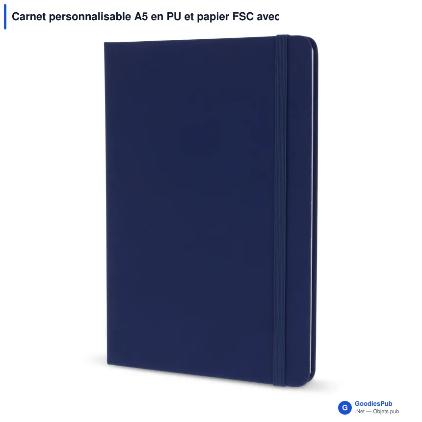 Carnet personnalisable A5 en PU et papier FSC avec logo - 12 coloris - Image 7