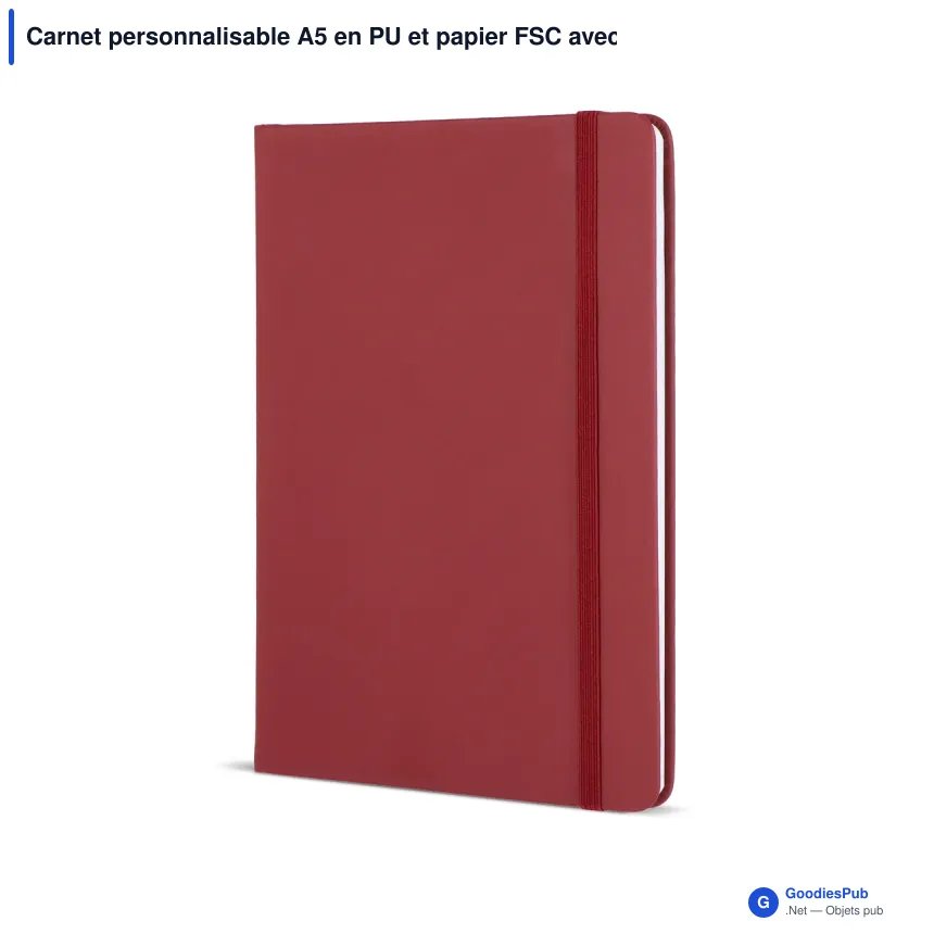 Carnet personnalisable A5 en PU et papier FSC avec logo - 12 coloris - Image 8