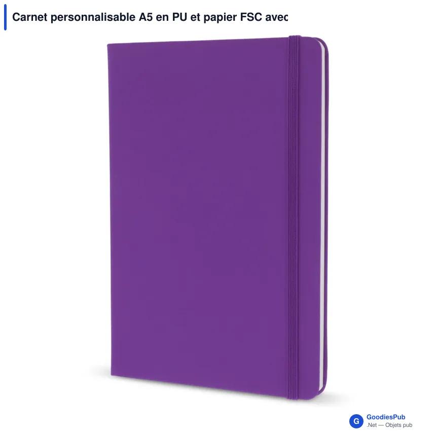 Carnet personnalisable A5 en PU et papier FSC avec logo - 12 coloris - Image 9