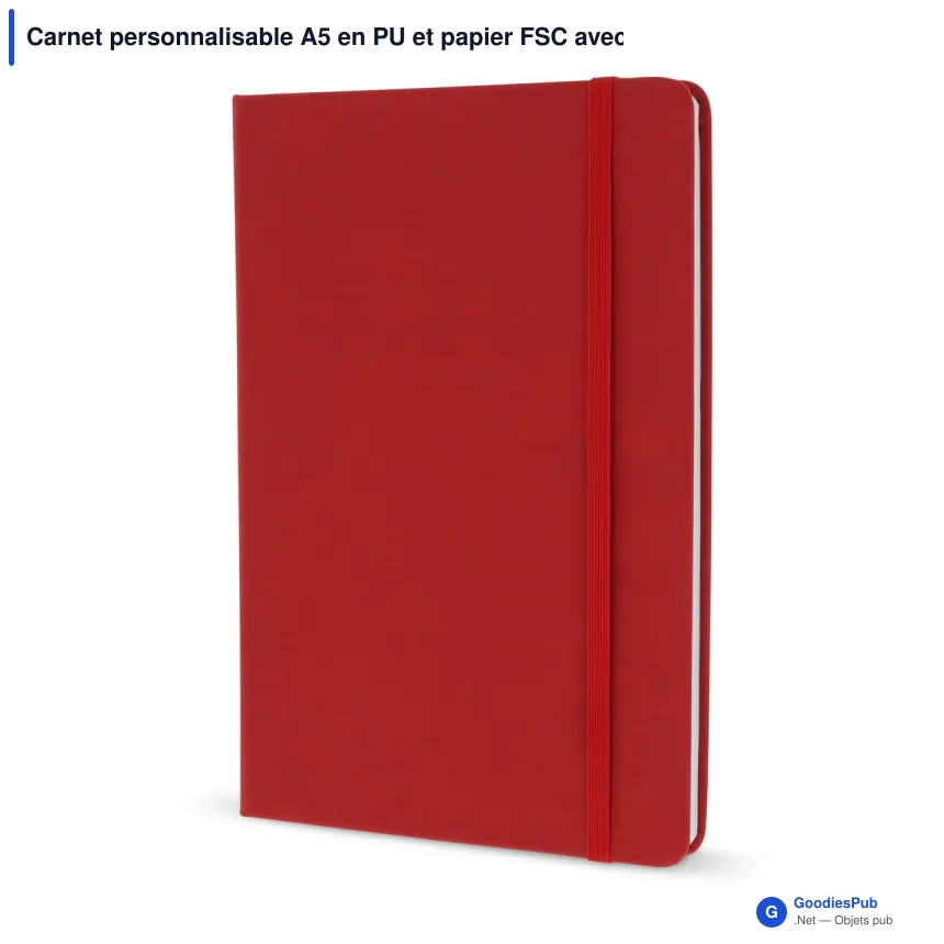 Carnet personnalisable A5 en PU et papier FSC avec logo - 12 coloris - Image 10