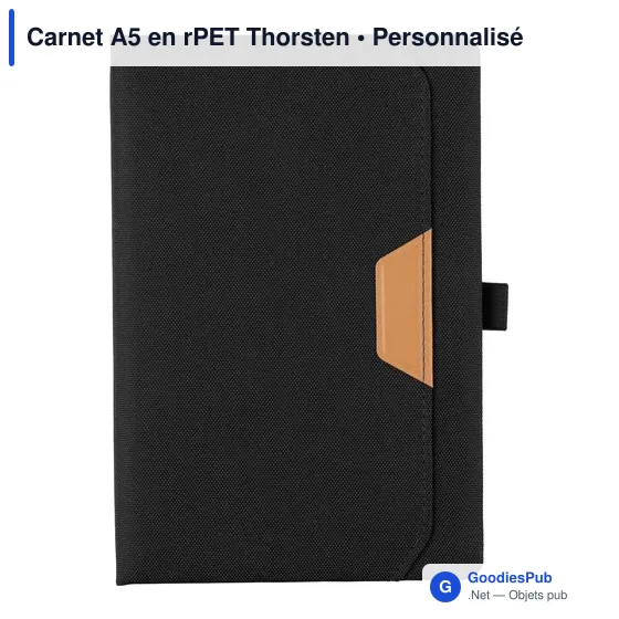 Carnet A5 personnalisable en rPET Thorsten avec logo - Image 1