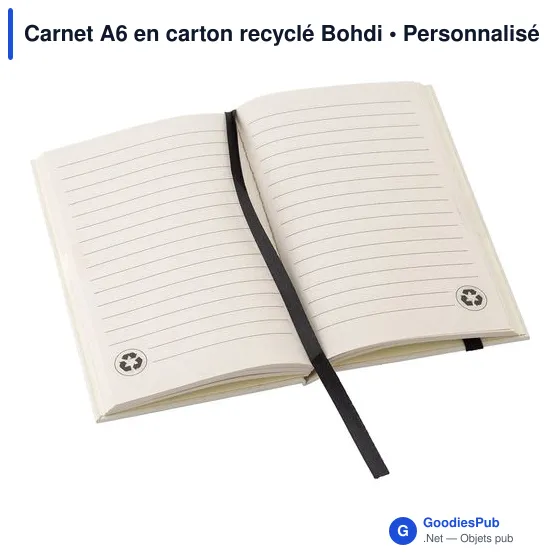 Carnet A6 personnalisable en carton recyclé avec logo - Bohdi - Image 3