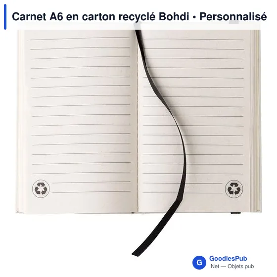 Carnet A6 personnalisable en carton recyclé avec logo - Bohdi - Image 4