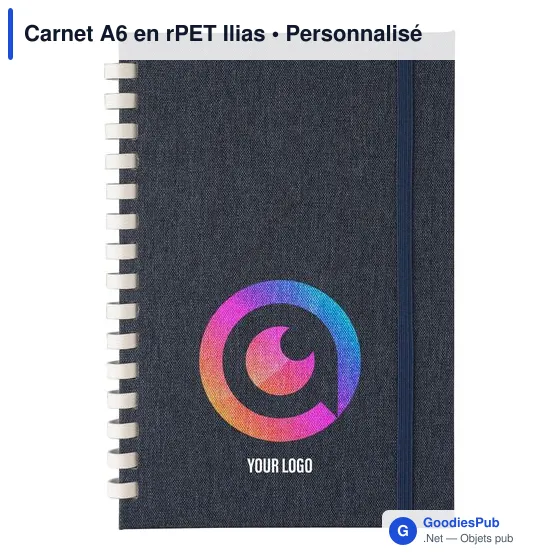 Carnet A6 personnalisable en rPET Ilias avec logo - Image 3
