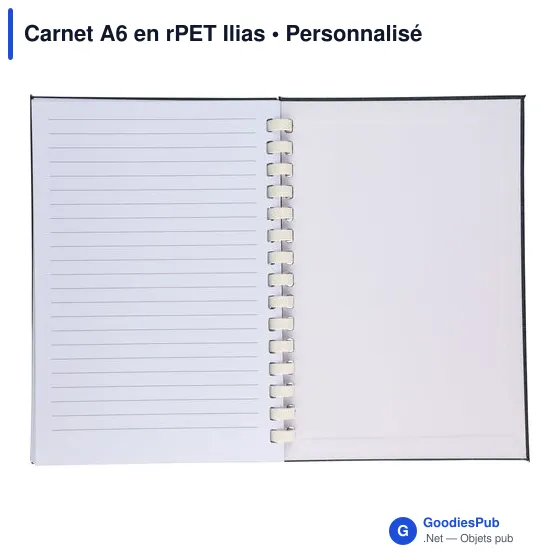 Carnet A6 personnalisable en rPET Ilias avec logo - Image 4
