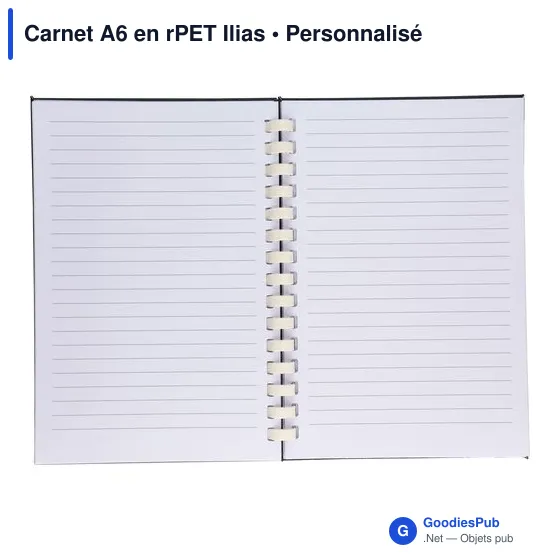 Carnet A6 personnalisable en rPET Ilias avec logo - Image 5