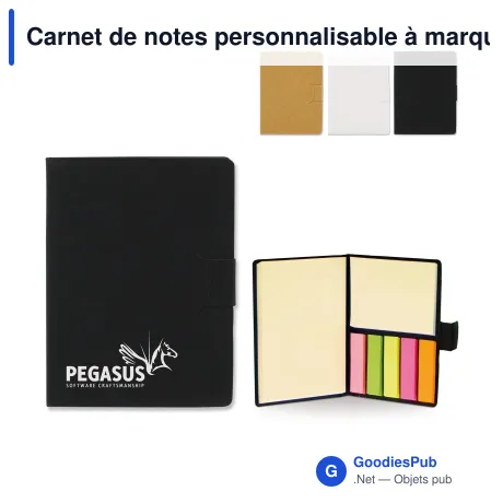 Carnet de notes personnalisable à marque-pages avec logo - Compact