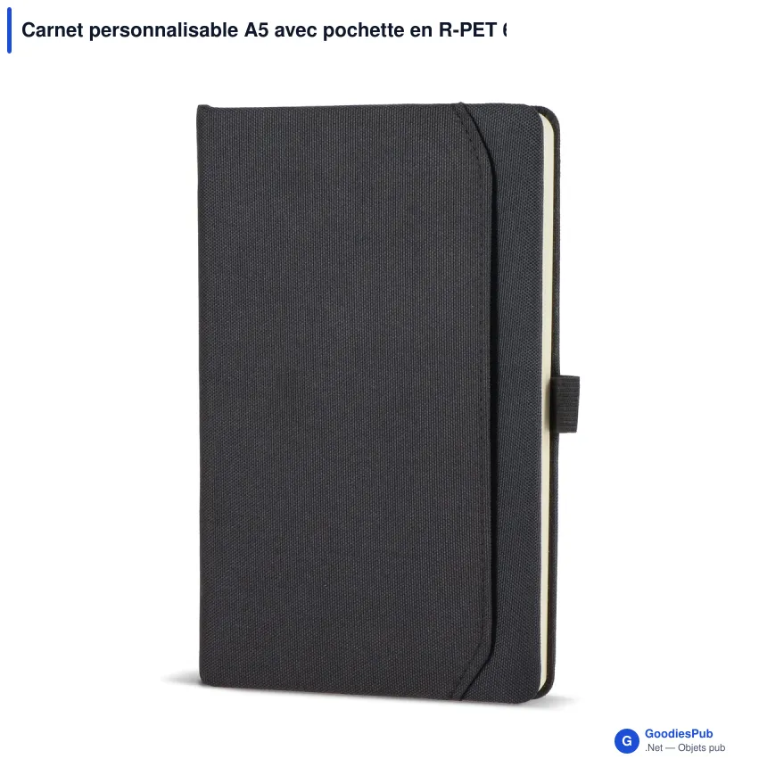 Carnet personnalisable A5 avec pochette en R-PET 600D avec logo - Ashira - Image 2