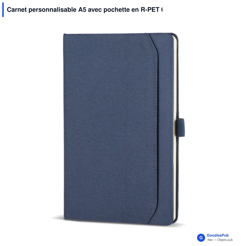 Carnet personnalisable A5 avec pochette en R-PET 600D avec logo - Ashira - Image 3