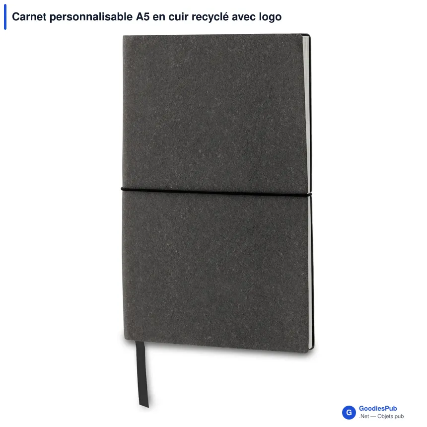 Carnet personnalisable A5 en cuir recyclé avec logo - Couverture cuir recyclé - Image 2