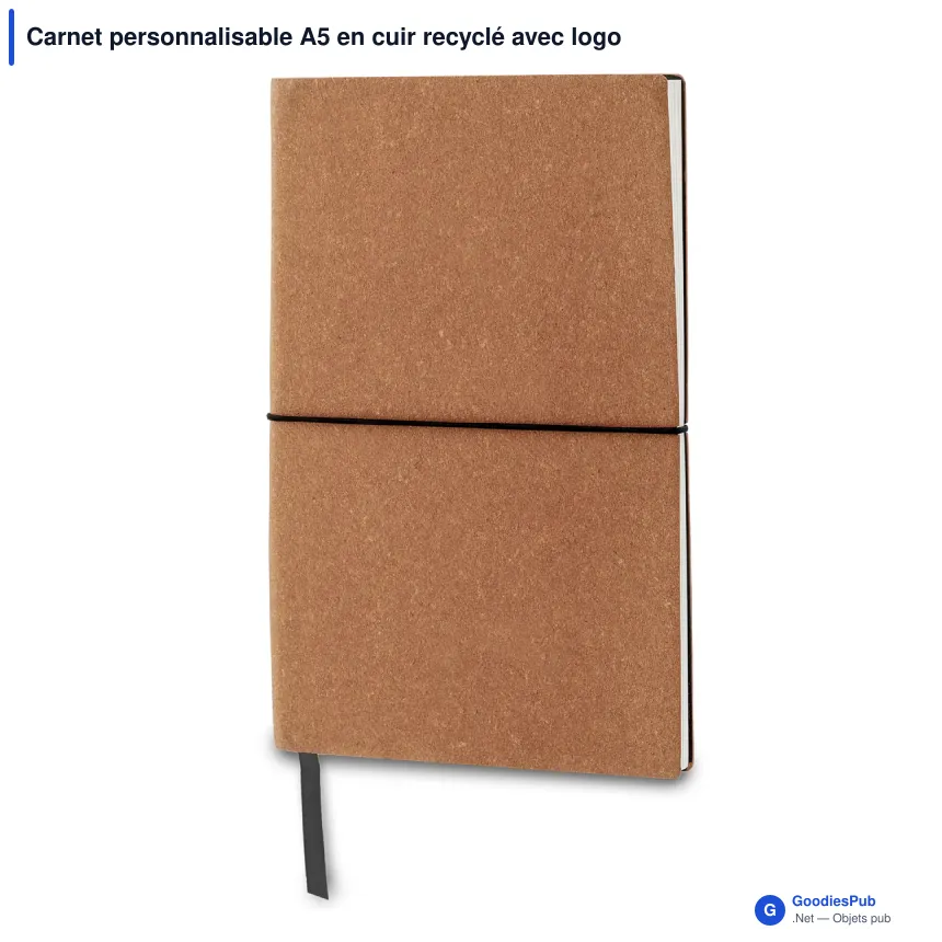 Carnet personnalisable A5 en cuir recyclé avec logo - Couverture cuir recyclé - Image 3