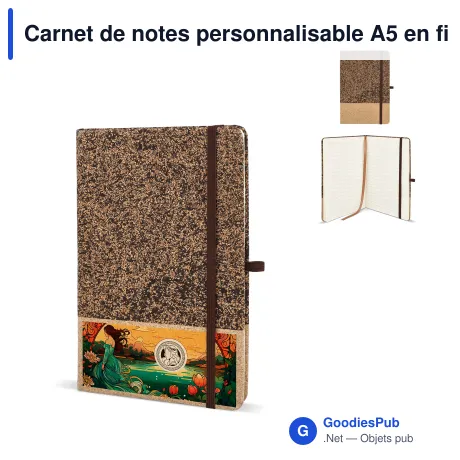 Carnet de notes personnalisable A5 en fibre de café avec logo - Café Moulu