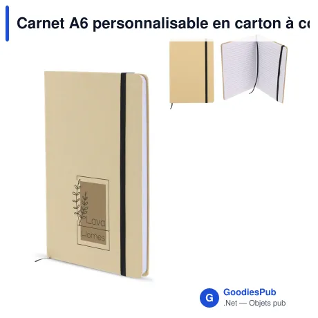 Carnet A6 personnalisable en carton à coins arrondis avec logo - Eco
