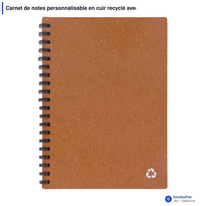 Carnet de notes personnalisable en cuir recyclé avec logo - Midi - Image 2
