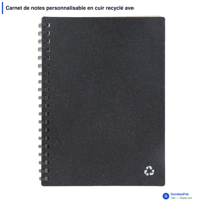 Carnet de notes personnalisable en cuir recyclé avec logo - Midi - Image 3