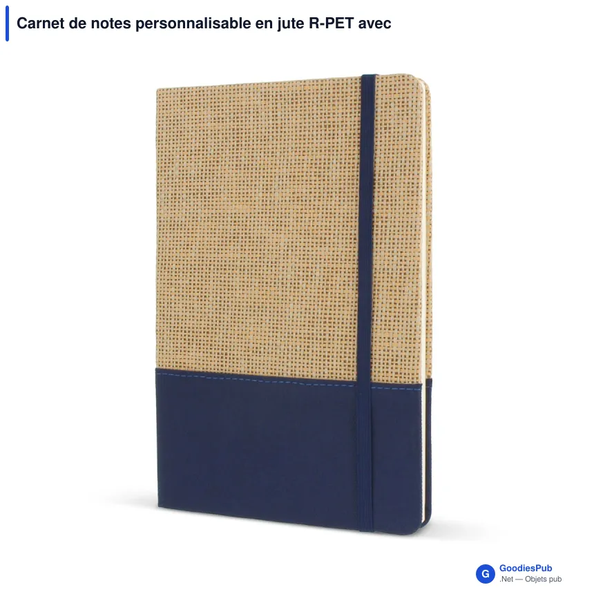 Carnet de notes personnalisable en jute R-PET avec logo - Jute R-PET - Image 2