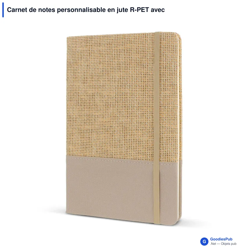 Carnet de notes personnalisable en jute R-PET avec logo - Jute R-PET - Image 3