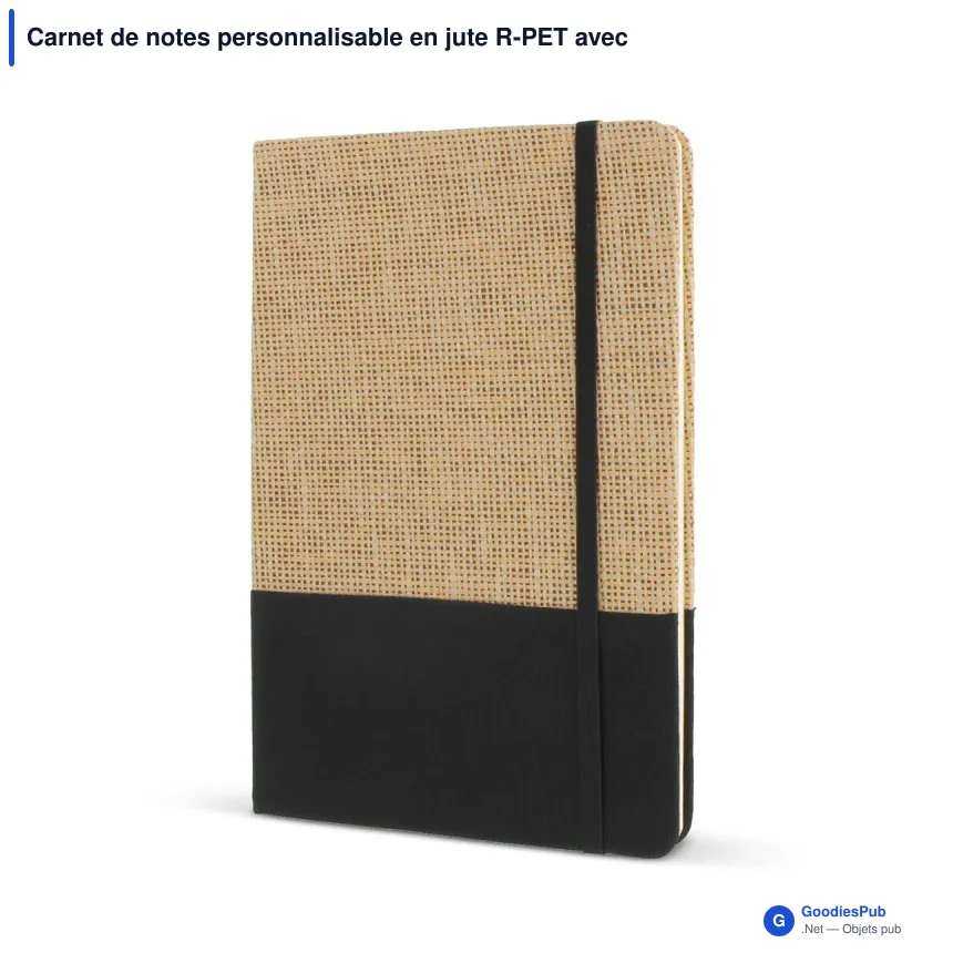 Carnet de notes personnalisable en jute R-PET avec logo - Jute R-PET - Image 4