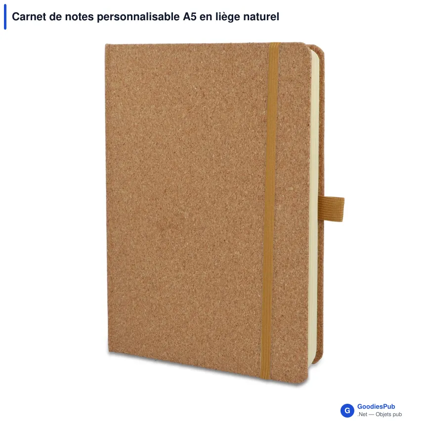 Carnet de notes personnalisable A5 en liège naturel avec logo - Liège - Image 2