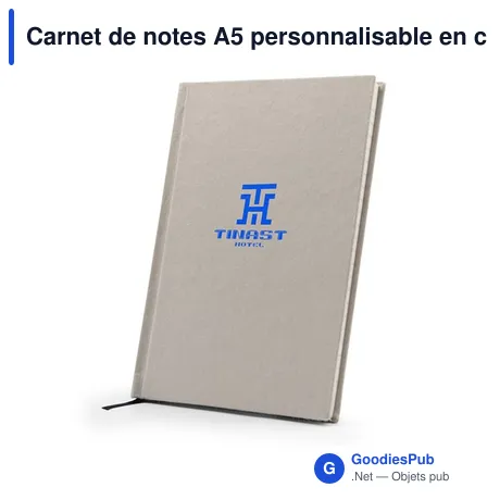 Carnet de notes A5 personnalisable en coton recyclé avec logo | Tamytrice