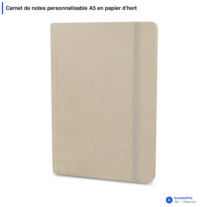 Carnet de notes personnalisable A5 en papier d'herbe avec logo - Herbe - Image 2