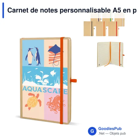 Carnet de notes personnalisable A5 en papier kraft avec logo - Kraft 6 coloris