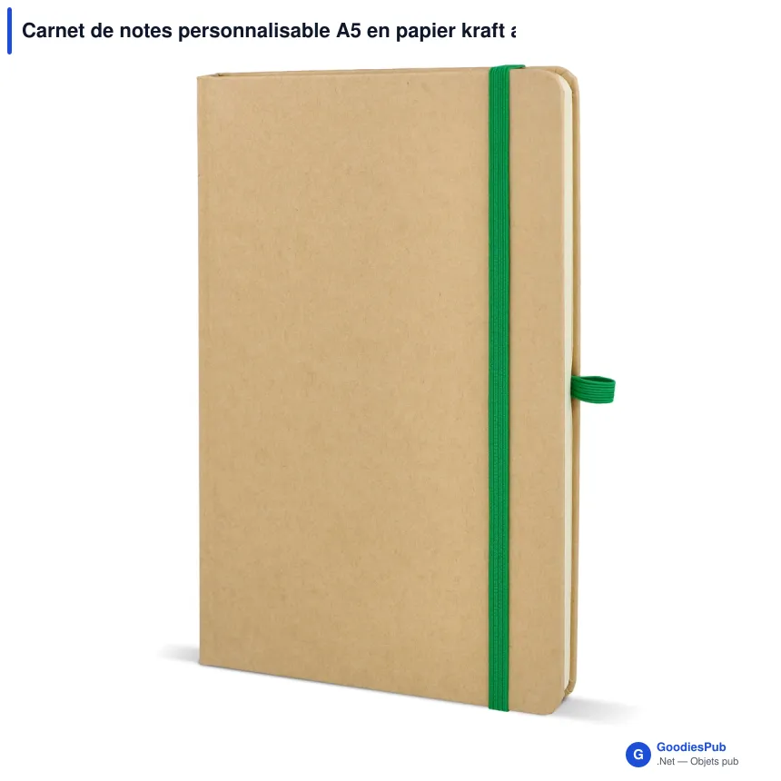 Carnet de notes personnalisable A5 en papier kraft avec logo - Kraft 6 coloris - Image 2