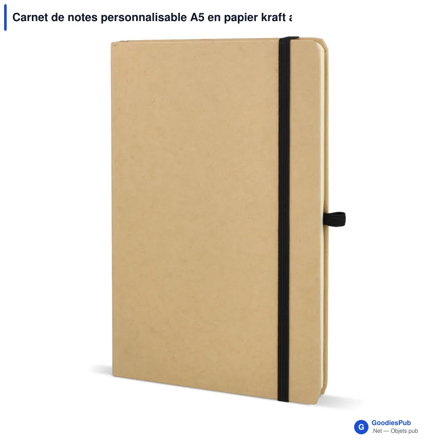 Carnet de notes personnalisable A5 en papier kraft avec logo - Kraft 6 coloris - Image 3