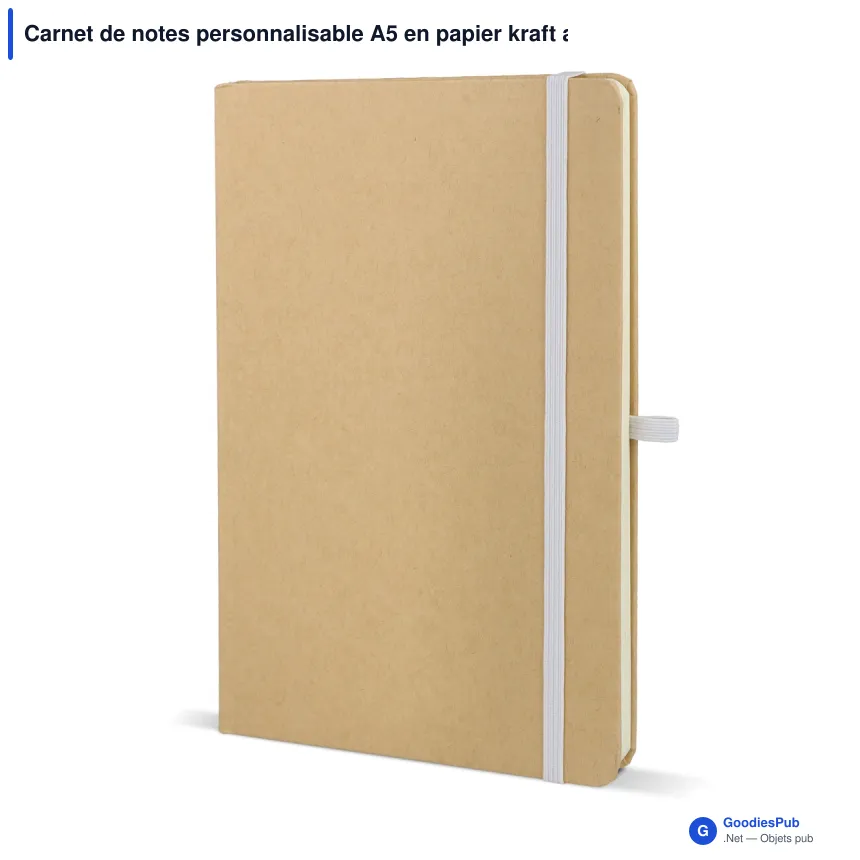 Carnet de notes personnalisable A5 en papier kraft avec logo - Kraft 6 coloris - Image 5
